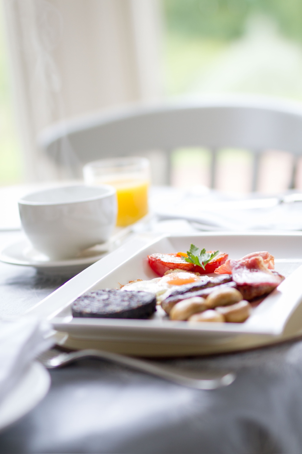 Breakfast plated by the window